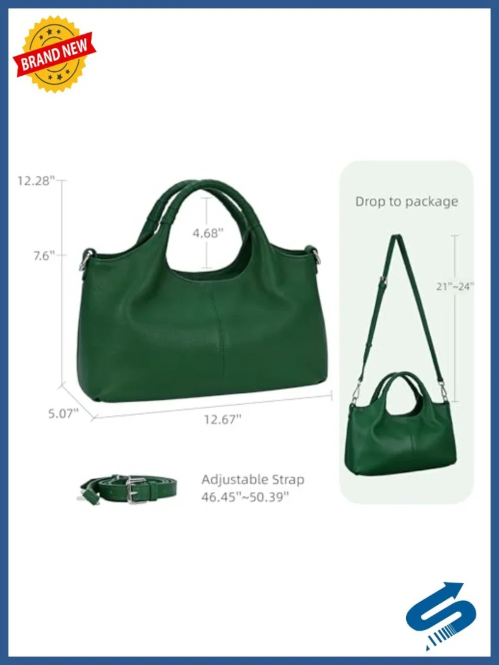 Genuine Leather Satchel Crossbody Tote with Detachable Strap